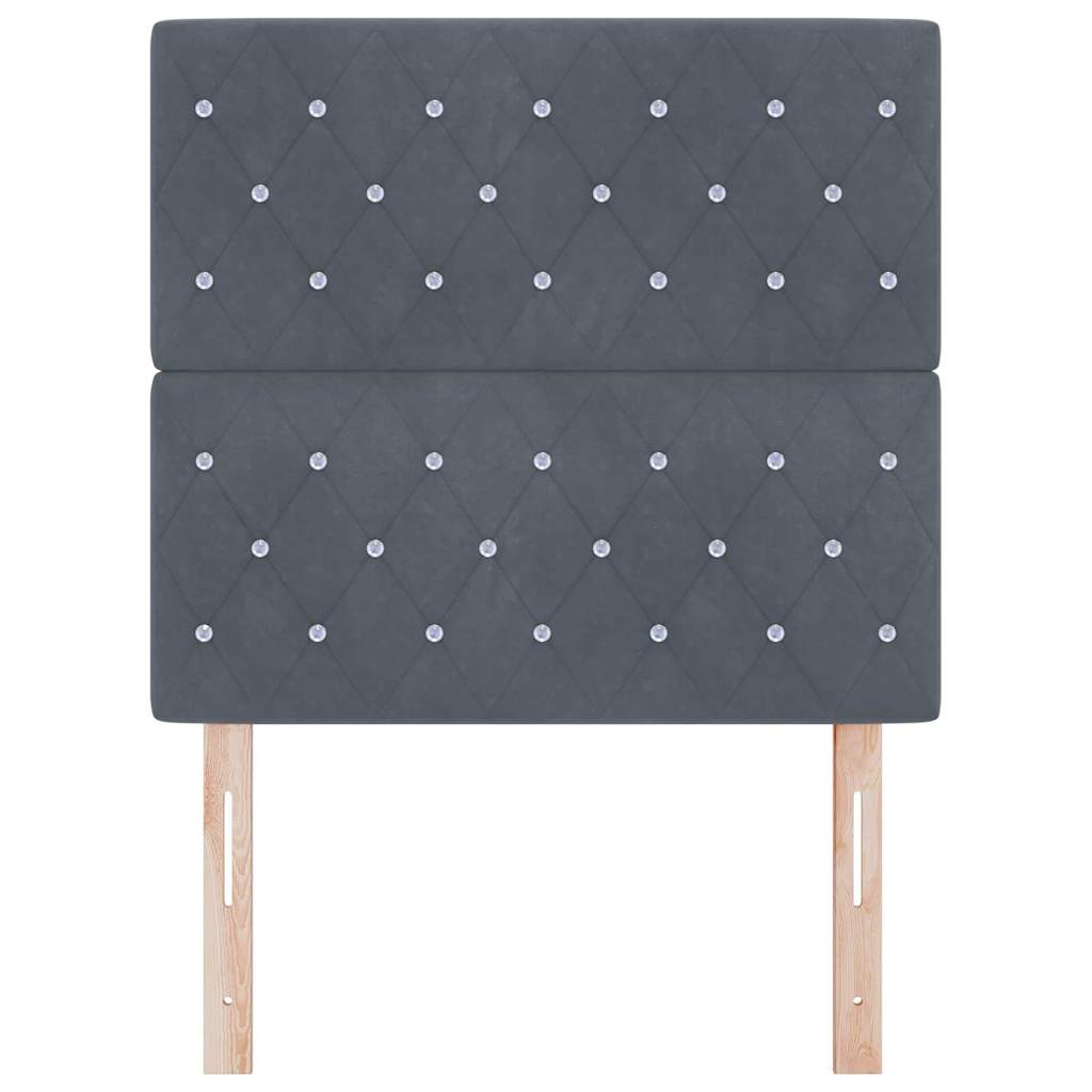 Velvet Headboard Argyle with Headboard Dark grey 90 cm Velvet
